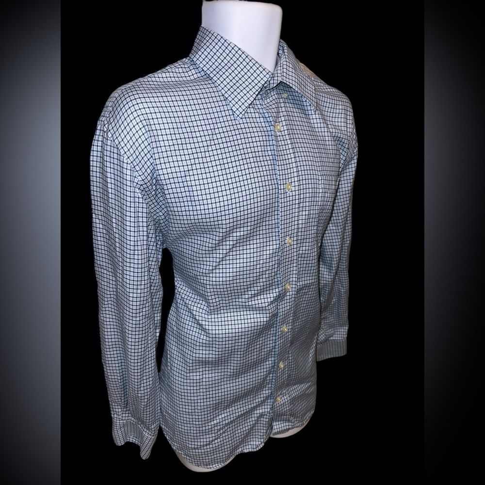 Peter Millar Blue Mens Size Large Striped Button‎ Up Long Sleeve Greens Masters - Picture 2 of 11